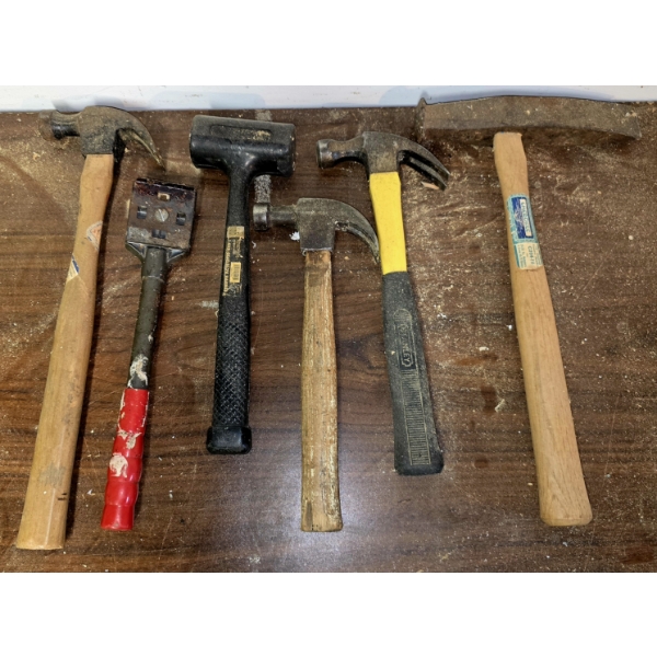 5 Assorted Hammers and a Scraper