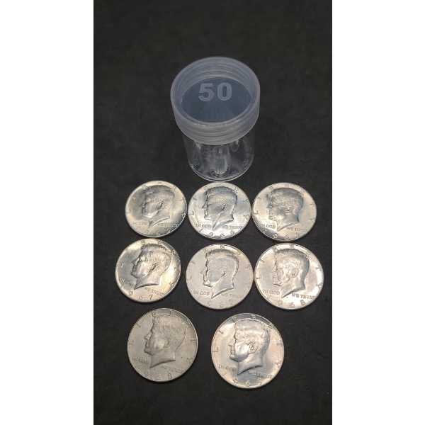 Assorted Years 40% Silver Kennedy Half Dollars In Coin Holder - Face Value: $4.00