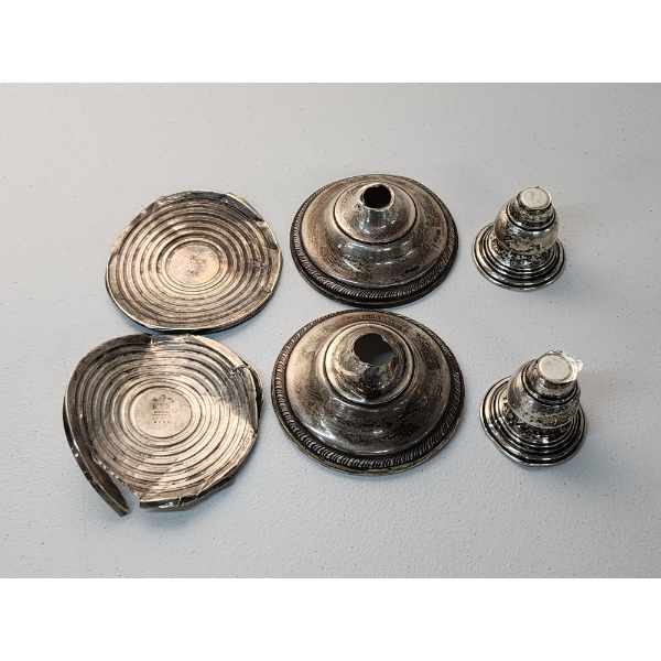 Sterling Silver Candlestick Holders - Condition as Shown - Total Weight: 75.8g