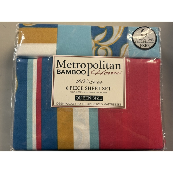 Metropolitan Bamboo Home 6 Piece Queen Size Sheet Set - Brand New In The Package