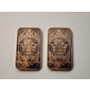 Image 2 : (2) 1 AVDP ounce .999 Fine Copper Bars ft. Buffalo Design & Statue of Liberty Design 2 oz Total