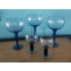 Image 1 : 5 Pc Group Vintage Blue Tint Goblets As shown - 9" & 5 1/2"