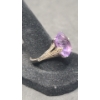 Image 2 : Women's Sterling Silver Ring With Large Amethyst Stone - Size: 8- Weight: 6.2g