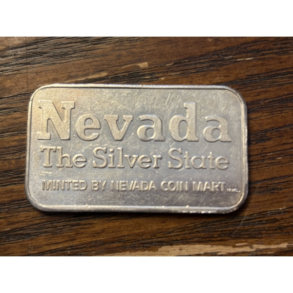 Nevada The Silver State One Troy Ounce .999 Pure Silver Bar in Plastic Packaging
