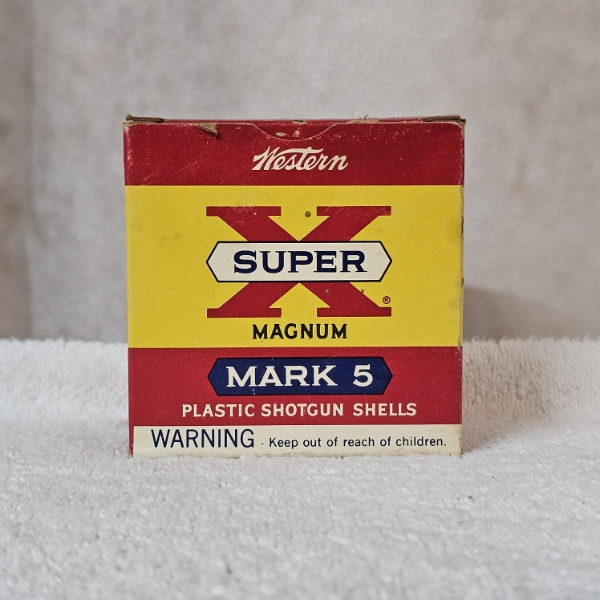 Vintage Western Super-X Mark 5 20 Gauge 6 Shot Magnum Full Shotgun Shell Box