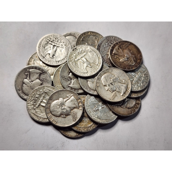 $5 Face Value in Assorted 90% Silver Washington Quarters 