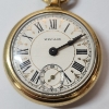 Image 2 : Stunning WORKING Westclox Modern Pocket Watch with Train Engraving on 12" Chain
