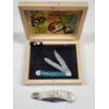 Image 1 : Woodstock Knife & Display Box With Marble Design Handle & Hatchet Emblem Pocket Knife 