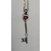 Image 3 : Sterling Silver Heart Key 17" Necklace - Weight: 2.8g
