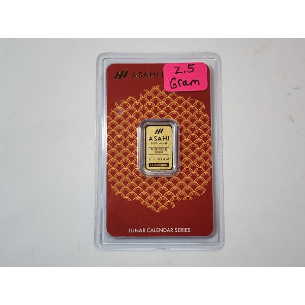 Asahi Refining Lunar Calendar Series 2.5g .9999 Fine Gold Bar In Sealed Package 