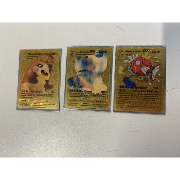3 Pokémon Gold cards - Includes Morpeko Vmax 080/202 Rare- Magikarp & Wailord Vmax