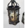 Image 2 : Two Bronze Jeweled Lanterns - w/ Candles - Approx. 14in & 10in Tall