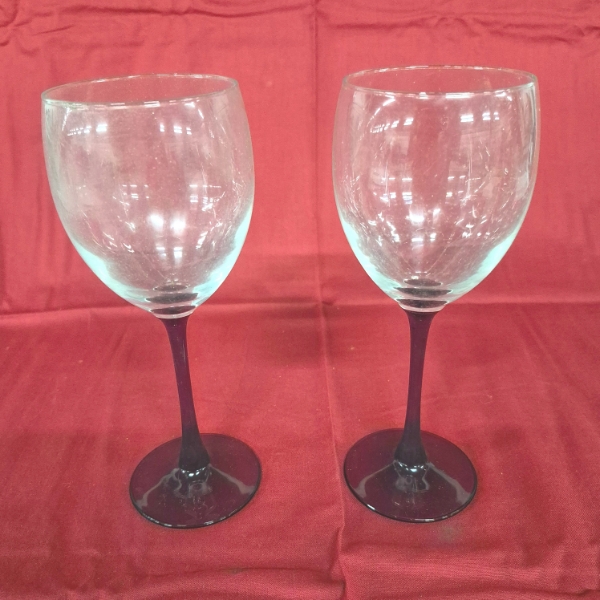 Pair Of Tall Stemware - Water Goblets - As Shown  