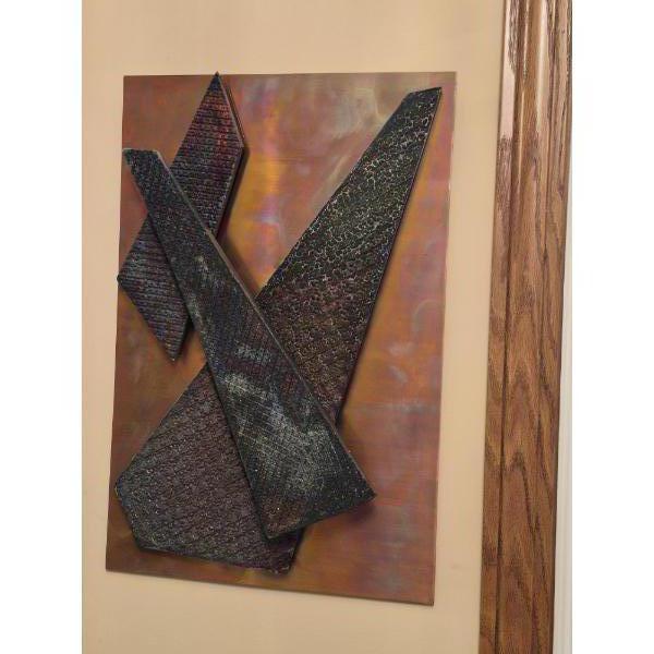 2 Pcs - Modern Metal Mixed Media Art Sculpture signed On Back 18 by 12 and 19.5 x 15 First of 2 Lots