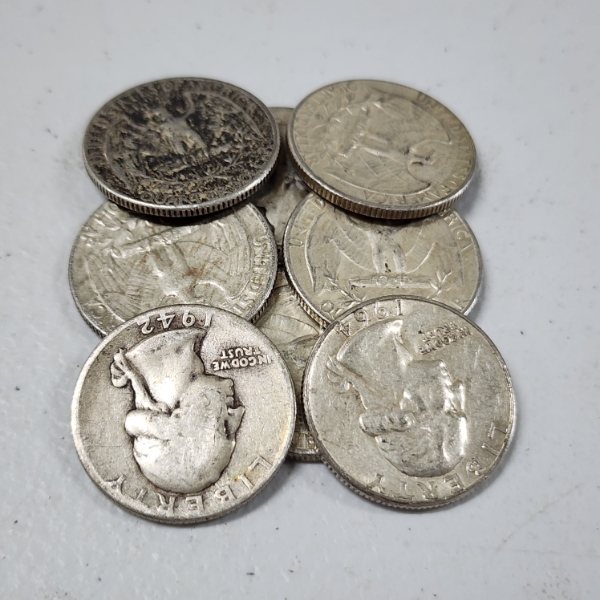 Eight Assorted United States 90% Silver Quarters ~ $2.00 Face Value