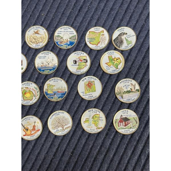 State Quarters with Blue Backgrounds - Various Years - FV $6.25