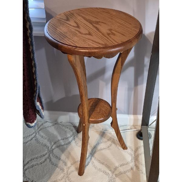 PICKUP IN NORTHFIELD - Round Walnut 28" Tall by 15" D Table Nice Condition - See Pics