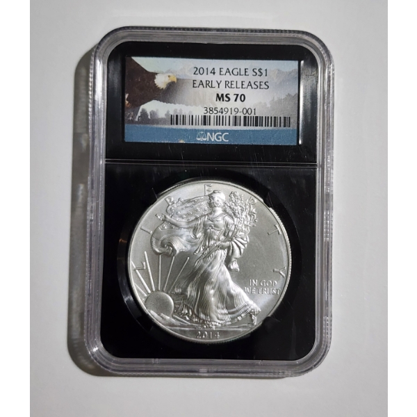 NGC MS70 Graded 2014 Silver 1 Oz American Eagle Early Releases