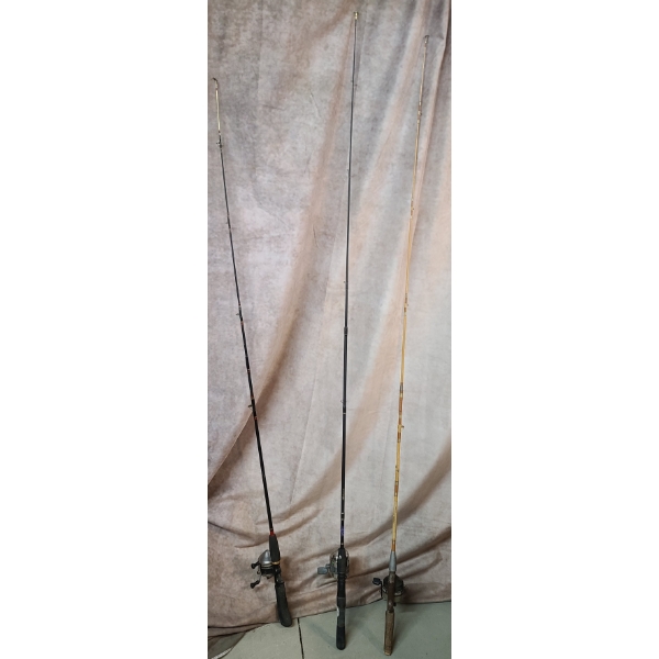 Lot of Three Assorted Fishing Poles With Reels
