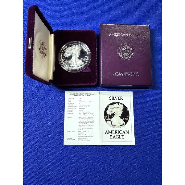 1986-S Silver Liberty American Eagle One Ounce .999 Fine Silver Proof Coin - 1st Year of Issue!