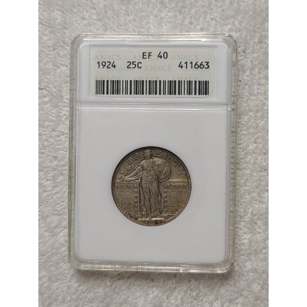 ANACS EF 40 Graded 1924 Standing Liberty Silver Quarter