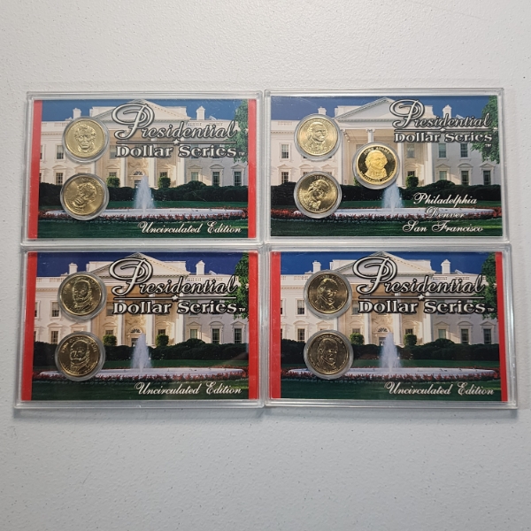 Four Assorted Presidential Dollar Series Sets - Face Value: $9.00