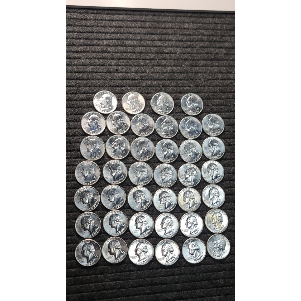(40) 1962 Washington 90% Silver Quarters Face Value: $10