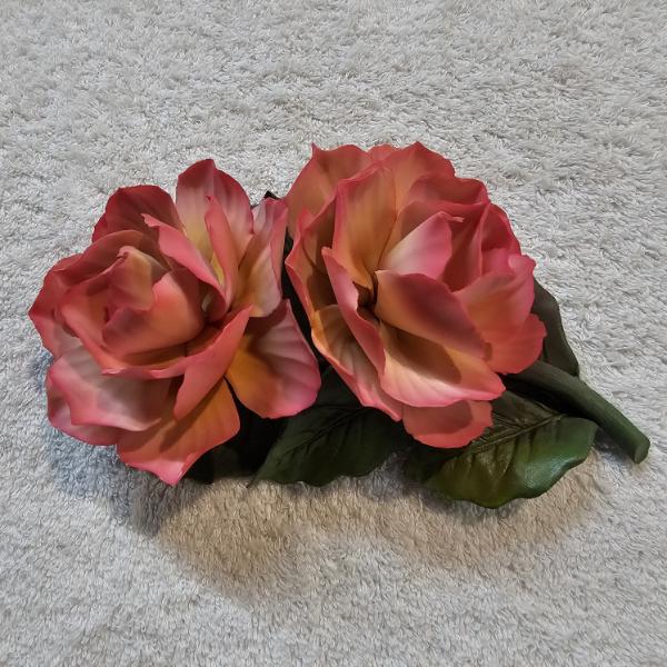 Vintage Fabar Capodimonte Porcelain Rose Sculpture