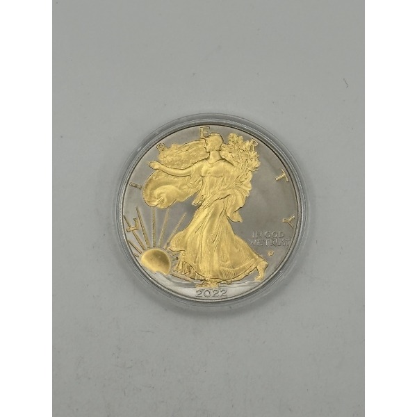 2022 American Silver Eagle - 1oz .999 Silver - Gold Plated Walking Liberty 