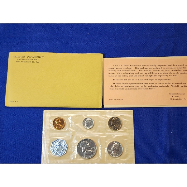 1963 U.S. Silver Mint Proof Set, 5 Coins w/ Original Envelope
