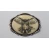Image 1 : Vintage 2" Artist Signed Scrimshaw Owl Brooch With Sterling Silver Back - Weight: 17.7g