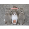 Image 1 : Six Vintage Glass Milk Bottles With Wire Carrier In Great Condition 