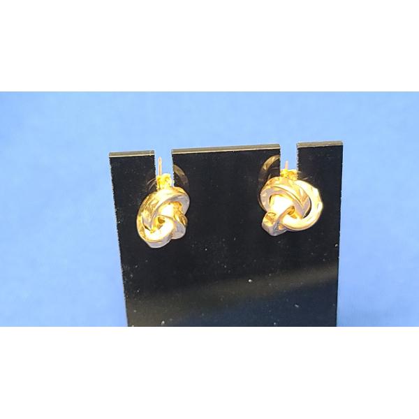 14K Gold Knot Stud Back Earrings - Weight: 1.4g