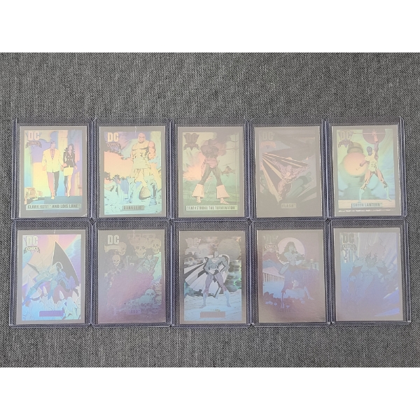 1991 DC Impel Trading Cards Complete Set of 10 Milestone Hologram Cards