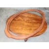 Image 5 : Small Oval Maple Side Table w Removable Glass Tray Top 25"x18"x19"