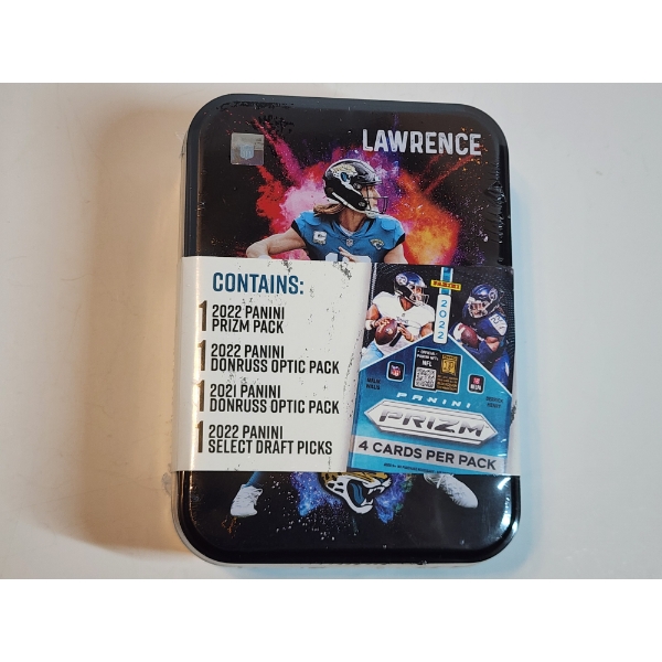 2022 Panini Prizm Trevor Lawrence NFL Collector's Tin Ft. Four Sealed Packs of Football Cards