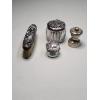 Image 1 : Vintage Sterling Silver Top Brush, Sterling Top Glass Cosmetic Containers & Sterling Pepper Grinder