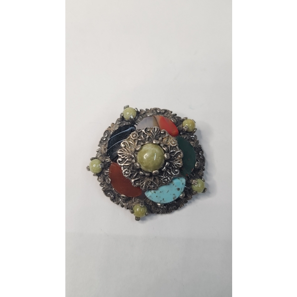Stunning Vintage Miracle Scottish Celtic Multi-stone Brooch Pin