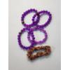 Image 1 : Lot of 5 Fashion Bracelets: x4 Purple Beaded, and x1 Red/Orange Cluster