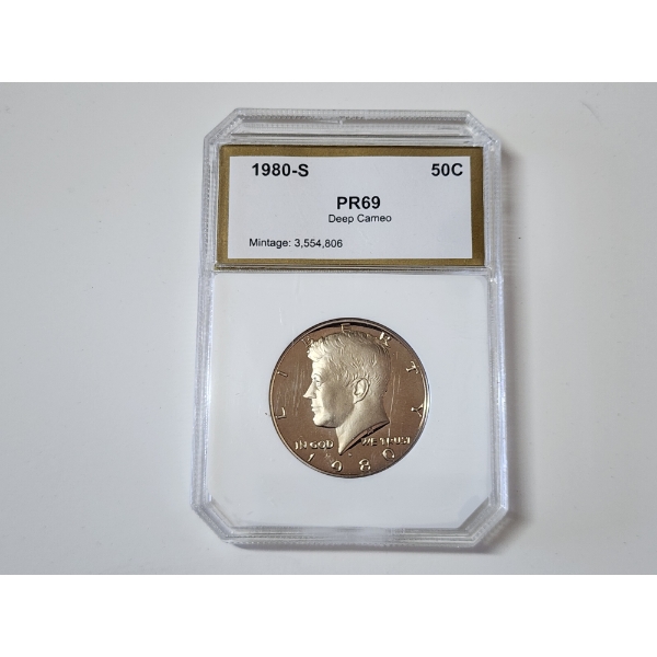 PCI Graded PR69 Deep Cameo 1980-S Kennedy Half Dollar