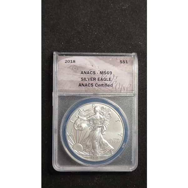 ANACS 2018 MS69 1 oz 999 Fine Silver American Eagle