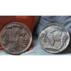 Image 1 : Pair Of Decorative Buffalo Nickel Round 11" Plaques - Single Sided 