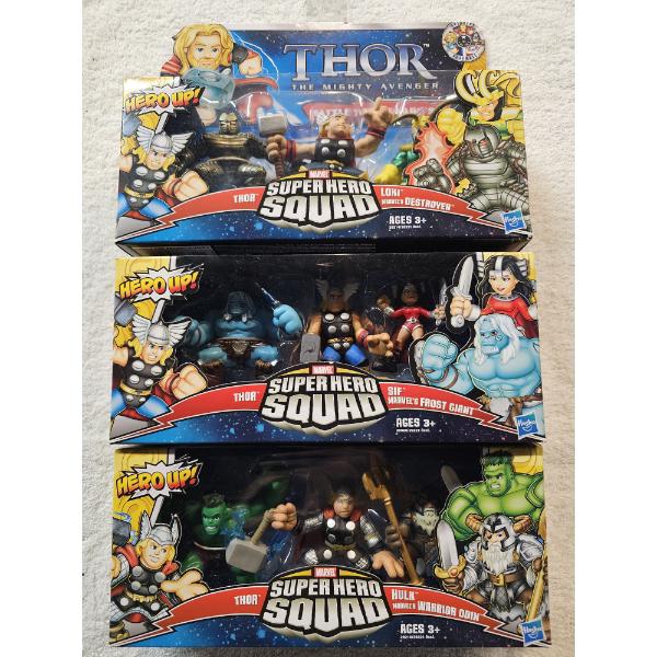 Thor: The Mighty Avenger - "Super Hero Squad" Figure Sets - 3 Sets x 3 Figures = 9 Figures!!! NIB!!!