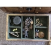 Image 4 : PICKUP IN CANTON - Vintage Treasure Chest Box With Watches, Tie & Money Clips, Magnifying Glass Neck