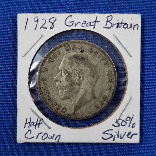 1928 Great Britain Half Crown 50% Silver Coin ~ ASW: 0.2273 Troy Ounce