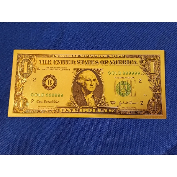 United States $1 999999 Gold Foil Banknote - Excellent Condition