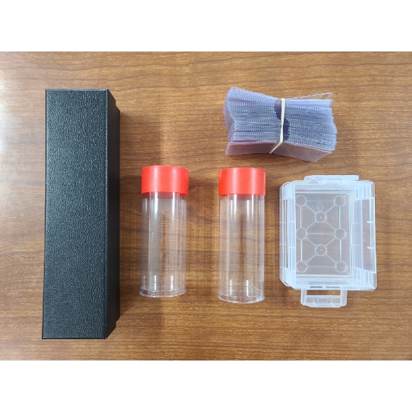 Coin Storage Assortment - Coin Storage Box, (2) Plastic Silver Round Tubes, Coin Flips & Container