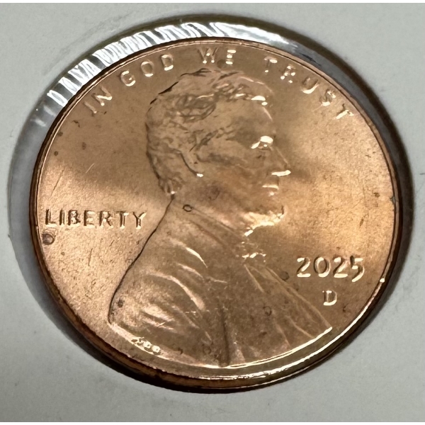 2025-D United States Lincoln Penny- Denver Mint. Beautiful Condition. 