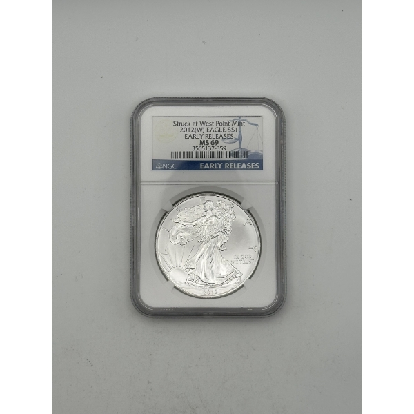 NGC MS69 2012-W Silver American Eagle - Early Releases- Struck at West Point Mint