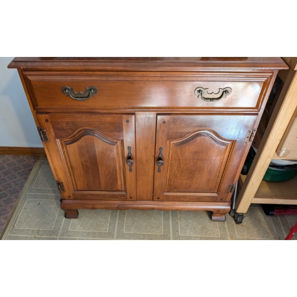 Wood Cupboard 35"x34" With Contents